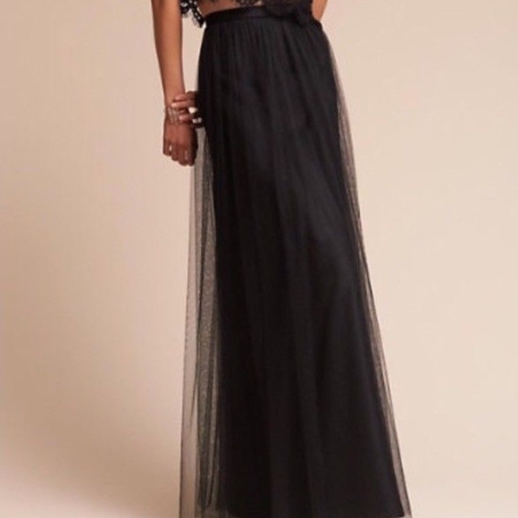 tulle black maxi skirt